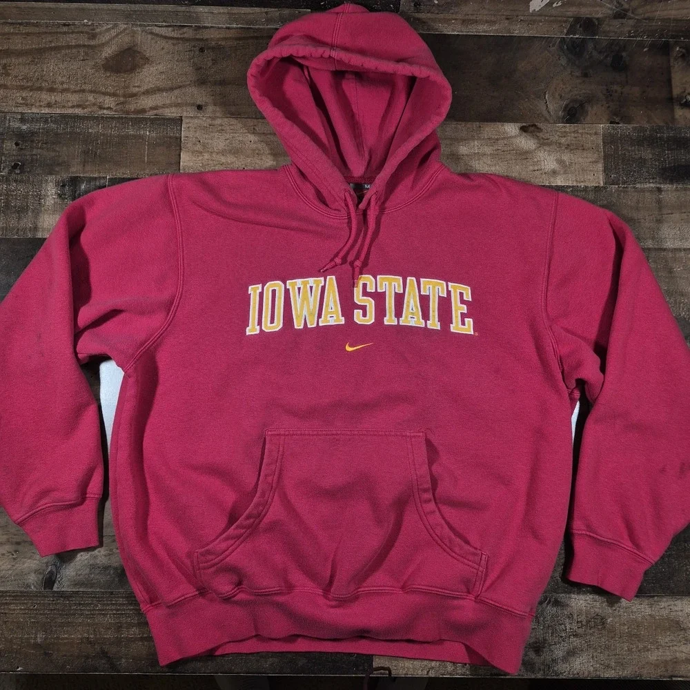 Vintage Nike Iowa State Cyclones Hoodie Mens Medium Red Y2K Center Swoosh Team